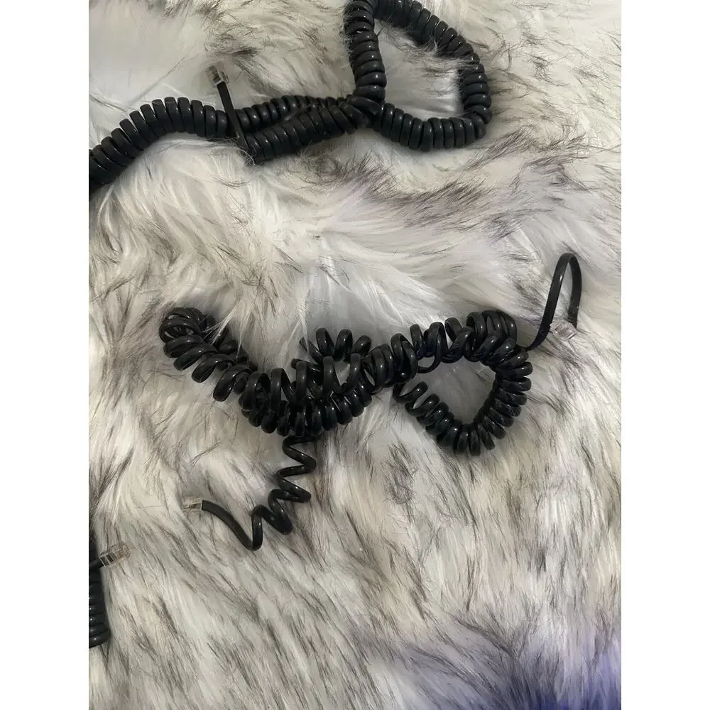 Black Coiled Telephone Handset Cord 4P4C to 4P4C 5-14 ft Lot